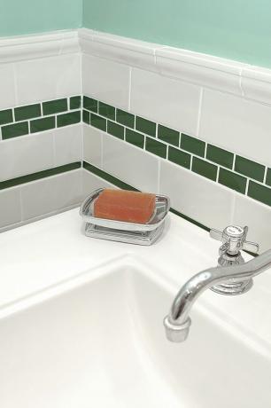 Mixed Borders And Cap Subway Tile Accent
