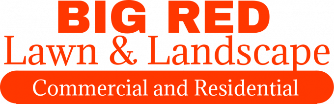 Великий червоний газон і ландшафтний логотип