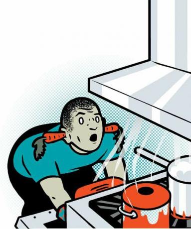 Illustrazione di sfiato rumoroso in cucina