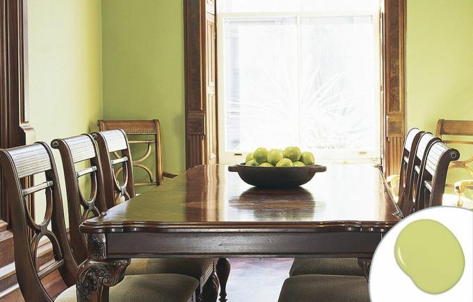 Ябълков зелен цвят на трапезарията