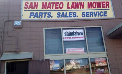 Sigla magazinului de tuns iarba San Mateo